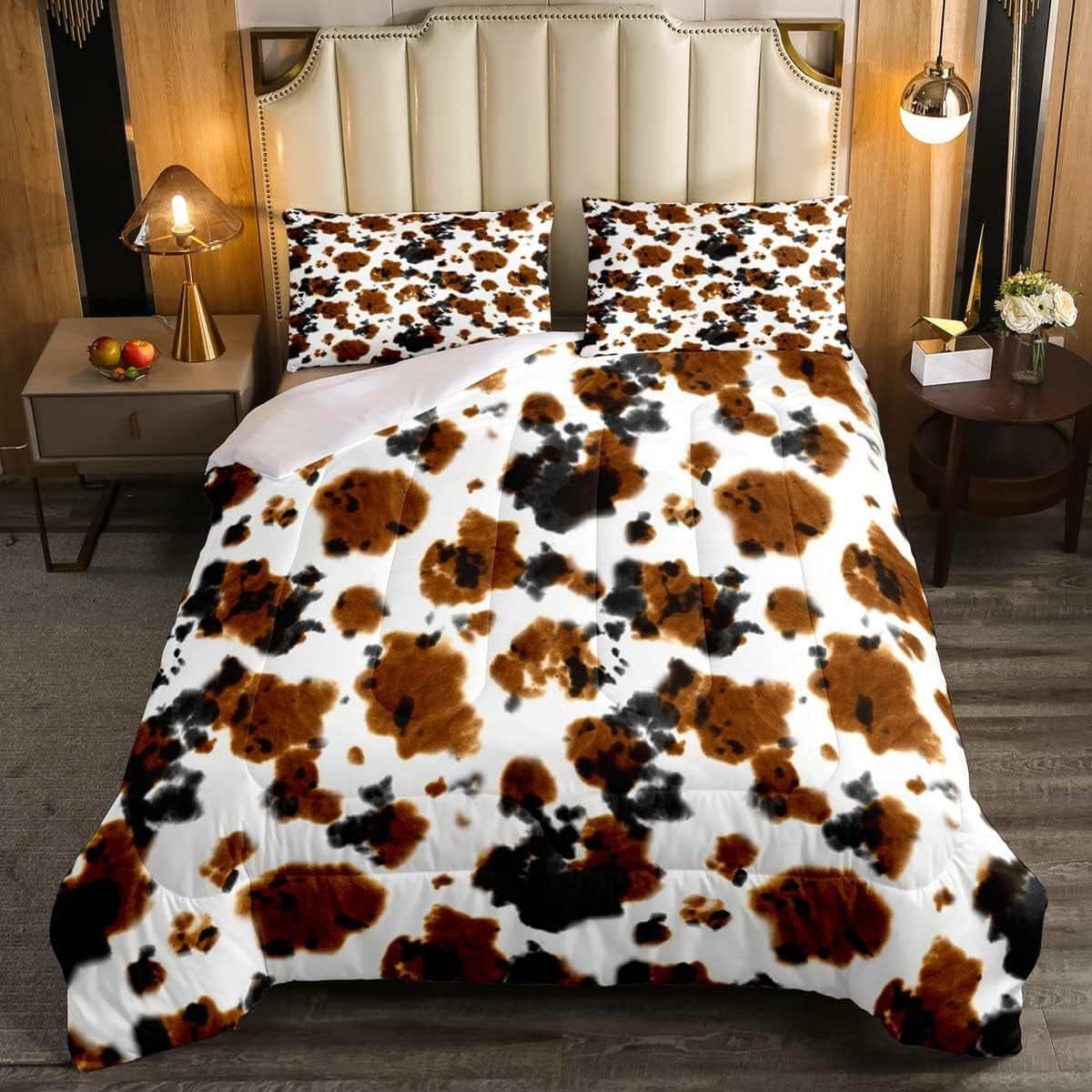 YST Cow Comforter Set for Boys, Cowhide Print Bedding Set Full Size