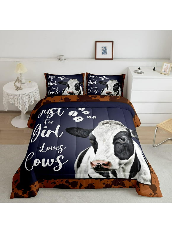YST Cow Comforter Sets Twin Size,Milk Cow Bedding Sets for Kids Boys Girls Adults,Brown Cow Print Down Comforter Bedroom Decor,Farmhouse Cattle Animal Quilted Duvet with 1 Pillowcase