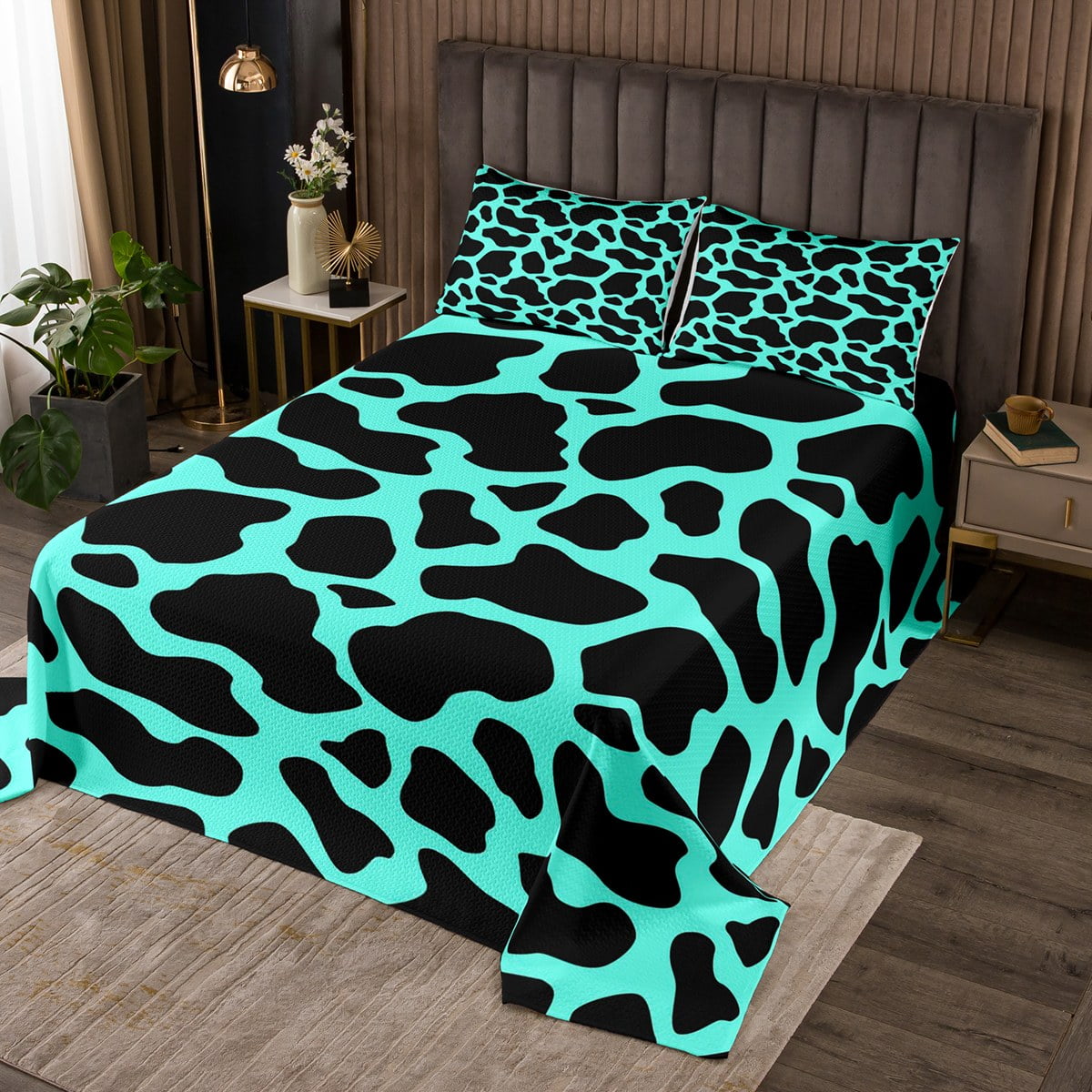 YST Cow Print Bedspread Twin Size for Kids Kawaii Farm Animal Quilt Set