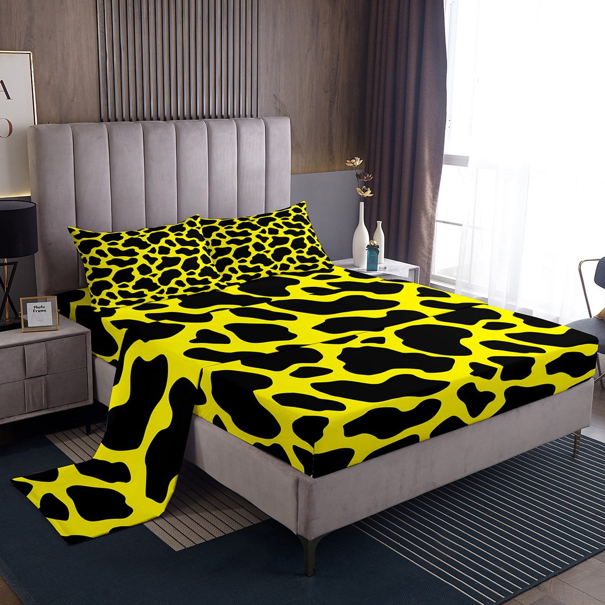 YST Cow Print Queen Sheets for Kids Boys Girls Cute Farm Animal Bed Set