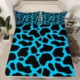thumbnail image 1 of Cow Print Twin Fitted Sheet Kawaii Farm Animal Sheets, Black Blue Bed Sheets Highland Cattle Bull Skin Bed Cover, Wildlife Hair Skin Bed Set (Deep Pocket), 1 of 5