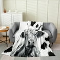 thumbnail image 1 of Cowhide Blanket Man,Farmhouse Animal Throw Blanket Twin 60x80 Inch,Black Tie Dye Fleece Blanket for Dorm,Western Cow Flannel Blanket for Home Room Decor, 1 of 4