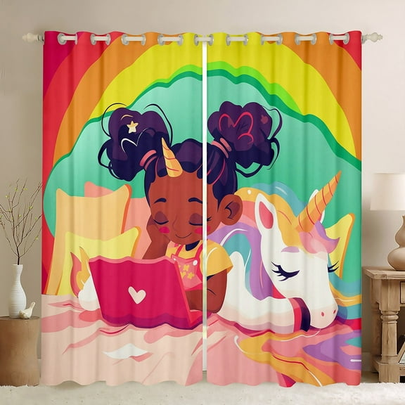 Erosebridal Cute Ballet Blackout Curtains Magical Black Curtains & Drapes, Pink Curtains Princess Dancer Black Out Curtains, Melody Music Notes Window Drapes Kawaii Bedroom Decor