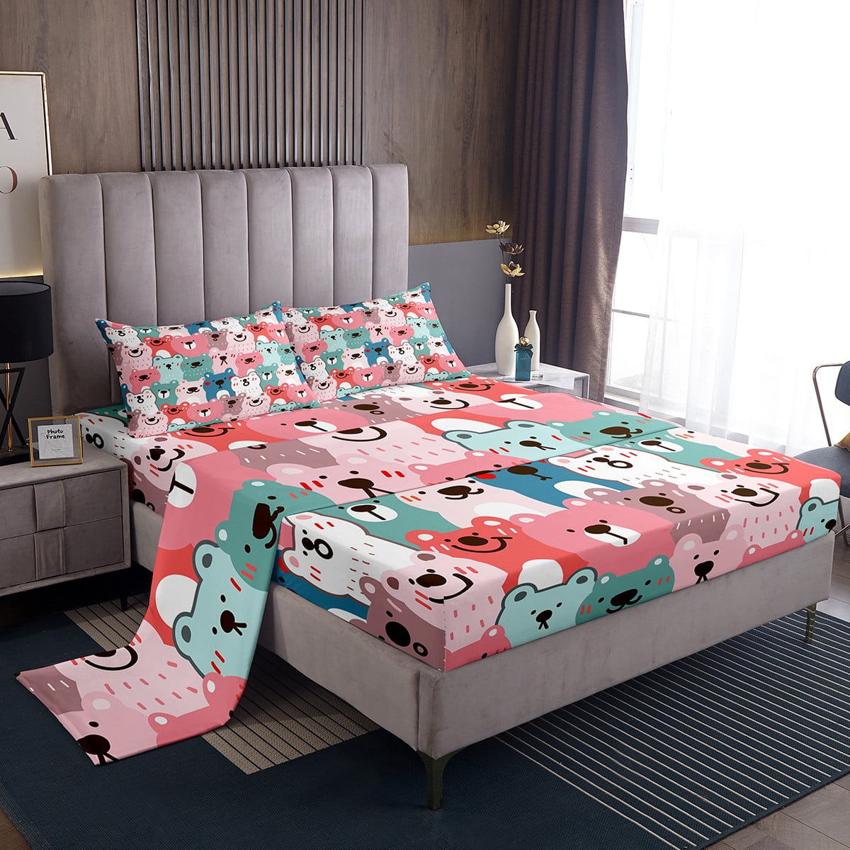 YST Cute Bear Sheets For Girls Boys, Kawaii Animal Bed Sheets Set For ...