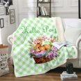 thumbnail image 1 of Cute Bunny Throw Blanket Twin 60x80,Easter Theme Fleece Blanket ,Green White Buffalo Grid Fuzzy Blanket,Spring Rabbit Floral Nest Sherpa Blanket Bedroom Decor, 1 of 6
