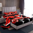 YST Cute Cheerleader Bed Sheets Set Black and Red Queen Sheet Set