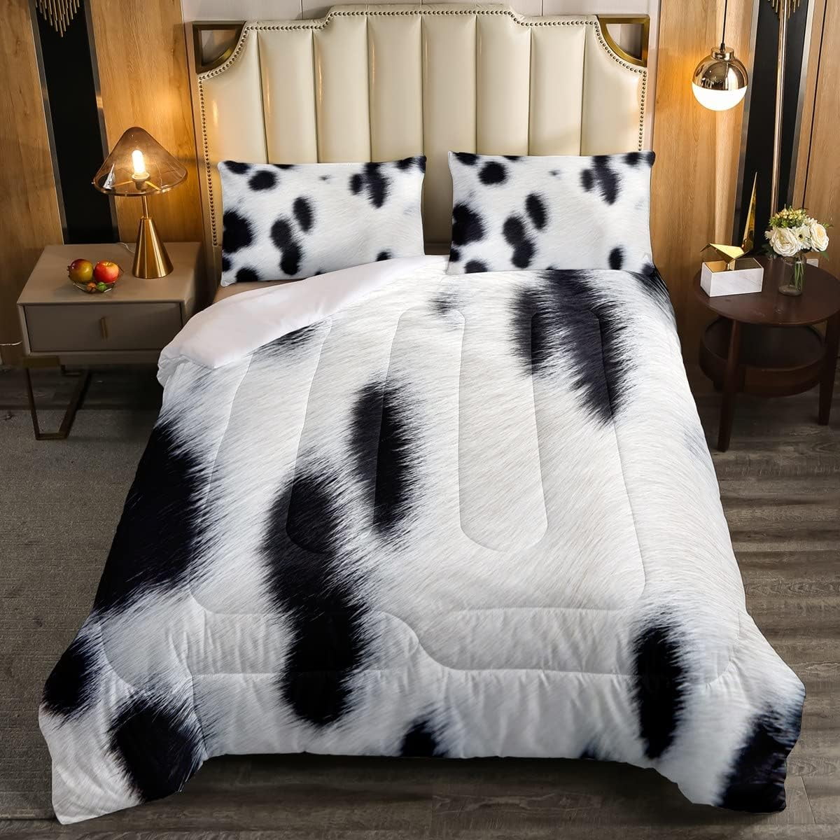 YST Cute Cow Print Comforter Set, Cowhide Bedding Set King Size for Kids Boys Teens Adult, Farm