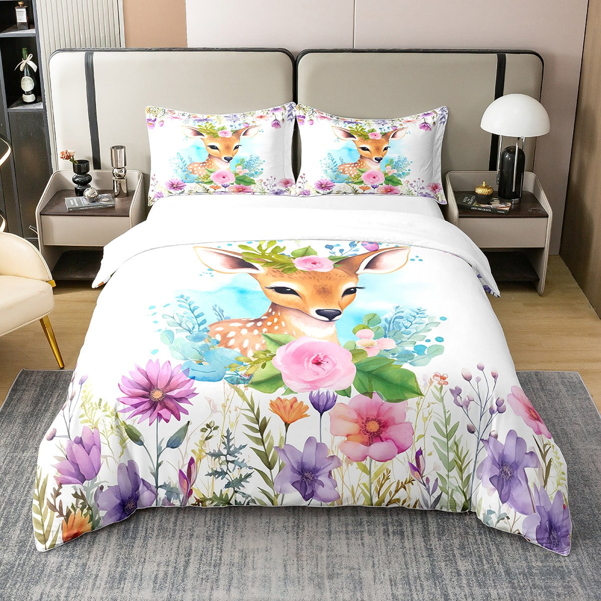 YST Cute Deer 100 Cotton Duvet Cover for Adult,Kids Animal Comforter