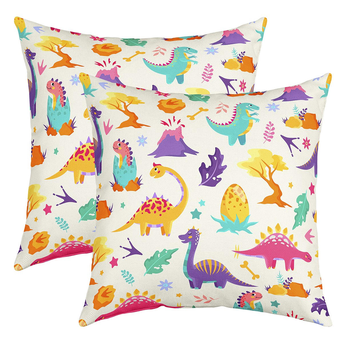 YST Cute Dino Pillow Covers 24x24 inch set of 2,Cartoon Dinosaurs