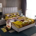 thumbnail image 1 of Cute Ferret Sheet Set Cute Wild Animal Bed Sheets Set 3D Print Animal Sheets, Lovely Furry Animal with Botanical Leaves Flat Fitted Sheet Adults Teens, King, 1 of 6