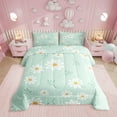 thumbnail image 1 of Cute Flower Comforter Set Queen Size, Botanical Theme Floral Print Bedding Set Room Decor, Watercolor Daisy Quilt Set Soft Polyester Duvet Set, 1 of 6