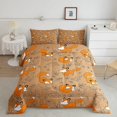 thumbnail image 1 of Cute Fox Comforter Set for Teens Orange Fox Bedding Set Animals Bedding Home Decor Comforter Plants Floral Quilted Duvet Set, 1 of 6
