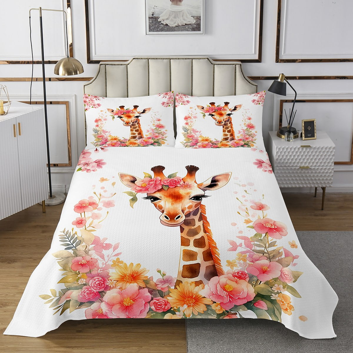 Cute Fox Comforter Set Twin Size - Cartoon Woodland Kids Bedding With Pillow Sham
