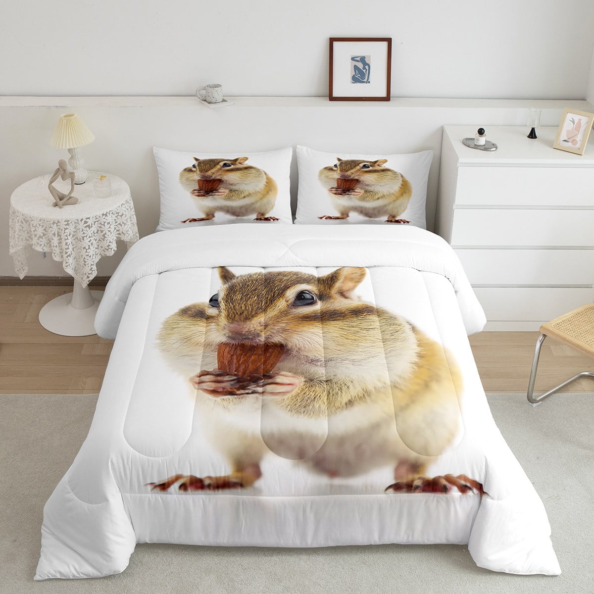 YST Cute Ground Squirrel Bedding Set Queen Kawaii Hamster Comforter Set