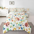 thumbnail image 1 of Cute Hedgehog Comforter Set Boho Floral Bedding Set, Colorful Leaves Down Comforter Abstract Watercolor Plant Bed Set, Wild Animal Quilted Duvet, 1 of 6