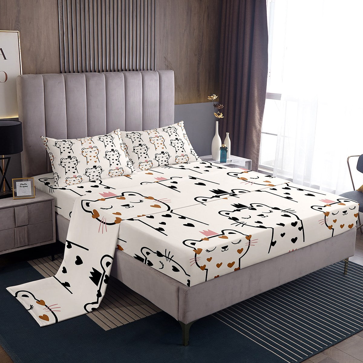 YST Cute Leopard Bed Sheets Set For Kids Cartoon Cheetah Sheet Set King yst-cute-leopard-bed-sheets-set-for-kids-cartoon-cheetah-sheet-set-king
