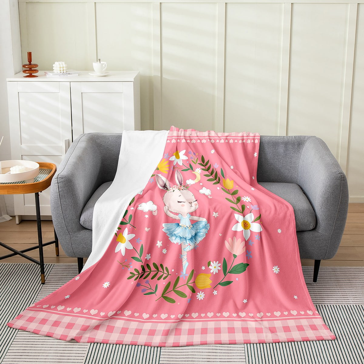 YST Cute Rabbit Blanket for Girls,Ballerina Girl Throw Blanket Queen