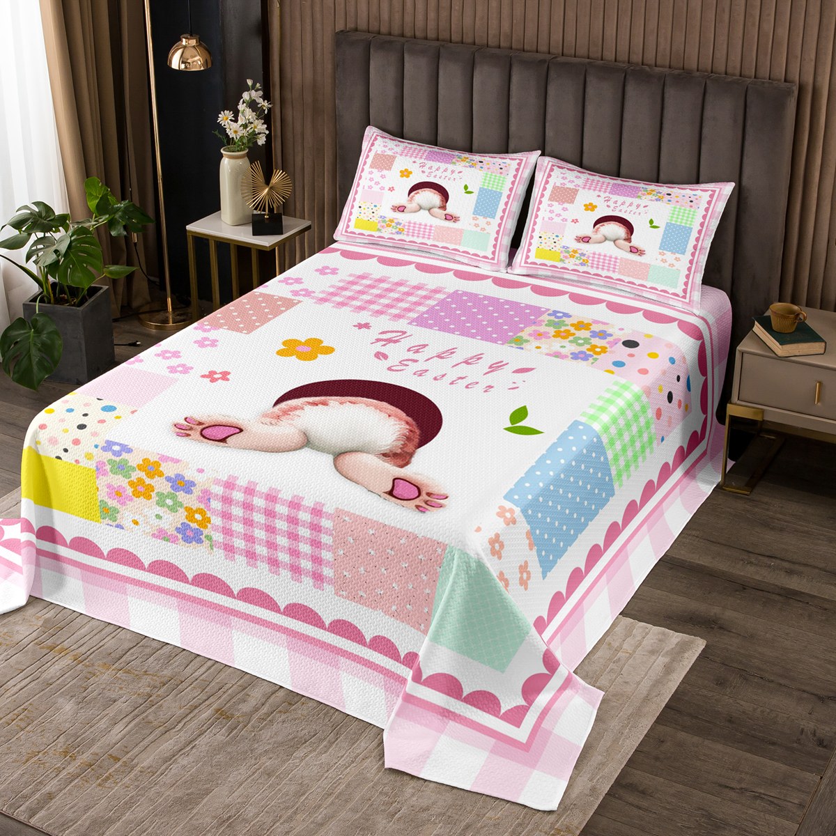 Ostrich Cute Pattern Print Bed Set Quilt