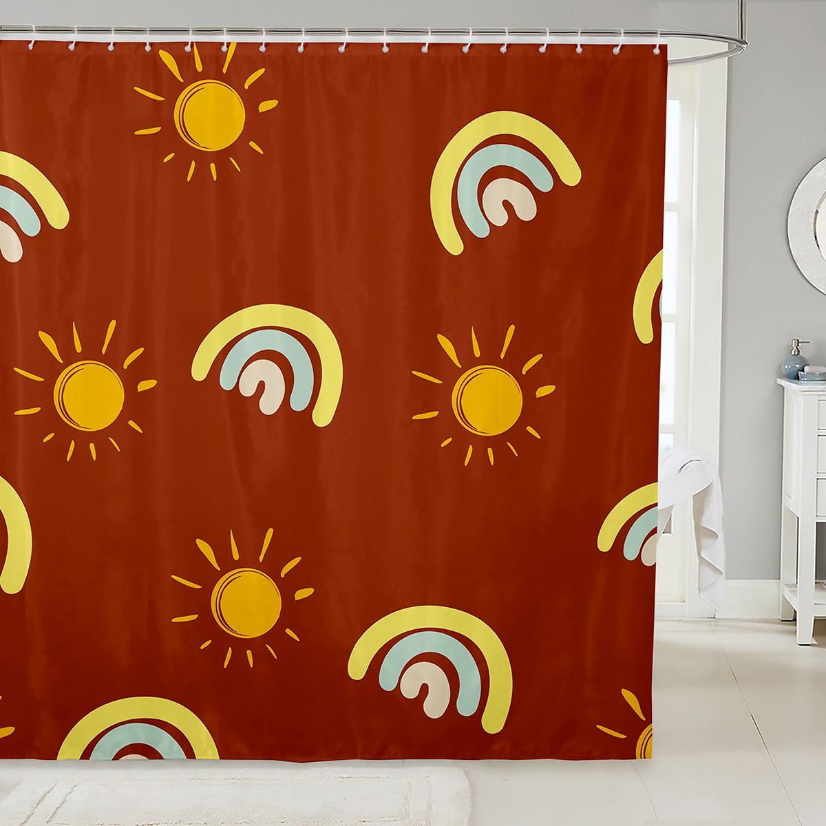 YST Cute Rainbow Shower Curtain for Girls Rainbow Bathroom Shower