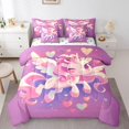 thumbnail image 1 of Cute Unicorn 7 Pcs Comforter Set King Cartoon Horse Bedding Kawaii Love Heart Pattern Dreamy Animal Sheet Set Bed in A Bag Fantasy Wildlife Geometric Room Decor Bed Set, 1 of 5