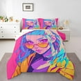 thumbnail image 1 of Erosebridal Cyber Anime Bedding Japanese Cool Full Bed Comforter Set, Virtual Reality Future Street Culture Comforter Set Funky Surrealism Girly Bedding, 1 Comforter 2 Pillowcases, 1 of 6