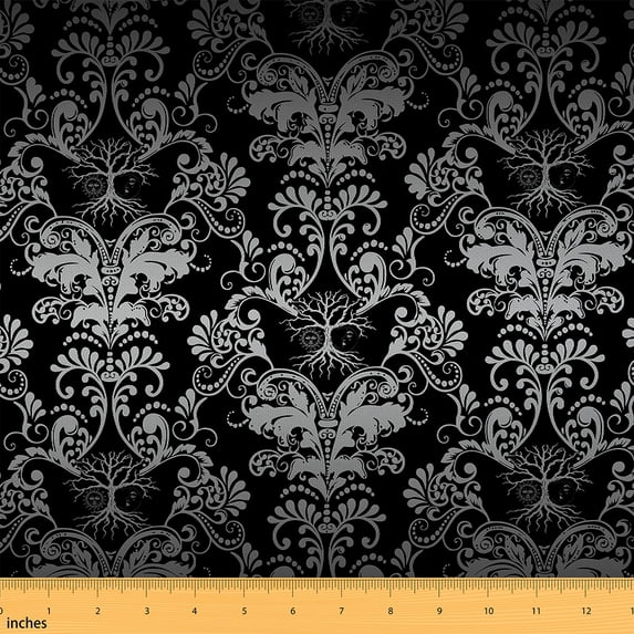 Damask Fabric By The Yard For Adults Women Exotic Boho Tree Sun Upholstery Fabric Royal Floral Decorative Fabric Aesthetics Motifs Design Indoor Outdoor Fabric,1 Yard Waterproof Art