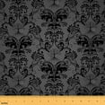 thumbnail image 1 of Dark Black Damask Fabric 3 Yards,Black Tree Sun Decorative Fabric,Vintage Flower Floral Upholstery Fabric For Adult Teens,Bohemian Exotic Victorian Fabric By The Yard,Waterproof Art, 1 of 5