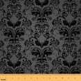 thumbnail image 1 of Dark Black Damask Fabric By The Yard 1 Yard,Black Bat Upholstery Fabric,Vintage Floral Decorative Fabric For Adult Teens,Antique Victorian Baroque Fabric,Waterproof Art, 1 of 5