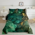 thumbnail image 1 of Dark Green Marbling Comforter Twin Aqua Turqoise Bedding Set, Abstract Geometry Down Comforter Gold Metallic Glitter Bed Set, Watercolor Foil Print Quilted Duvet Home Decor, 1 of 5