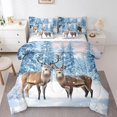 thumbnail image 1 of Deer 7 Pcs Comforter Set Twin Size,Winter Snowflake Reversible Bed in a Bag with Flat Sheet and Fitted Sheet,Hunting Deer Wild Animals Wildlife Bedding Set with Pillowcase & Sham, 1 of 5