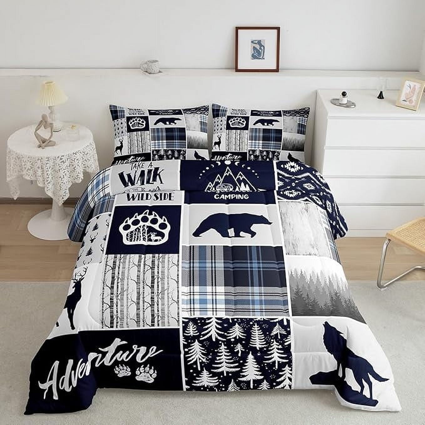 YST Deer Bear Kids Comforter Set Full Size,Wolf Hunting Adventure ...