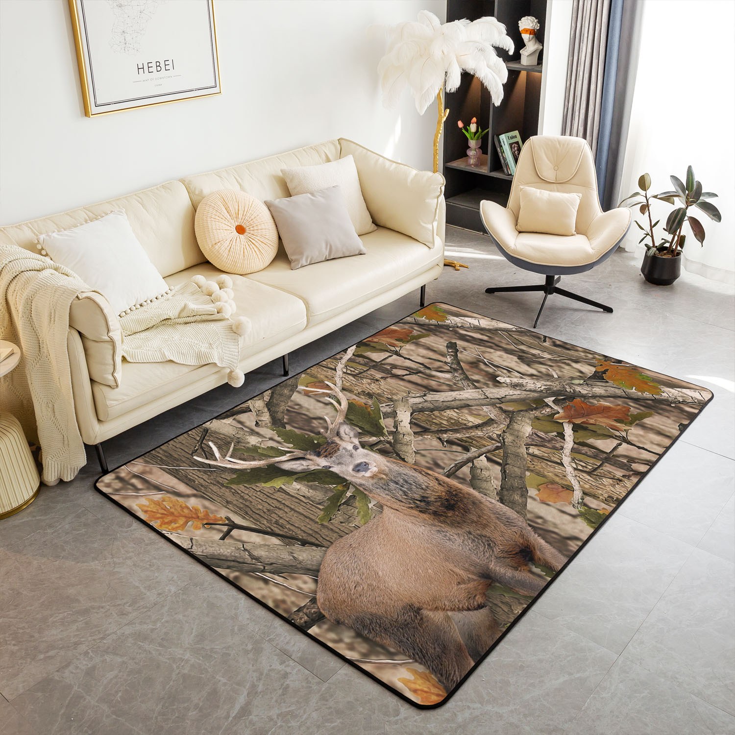 Erosebridal Deer Rug 3x5 for Bedside Jungle Elk Moose Area Rug,Hunting ...