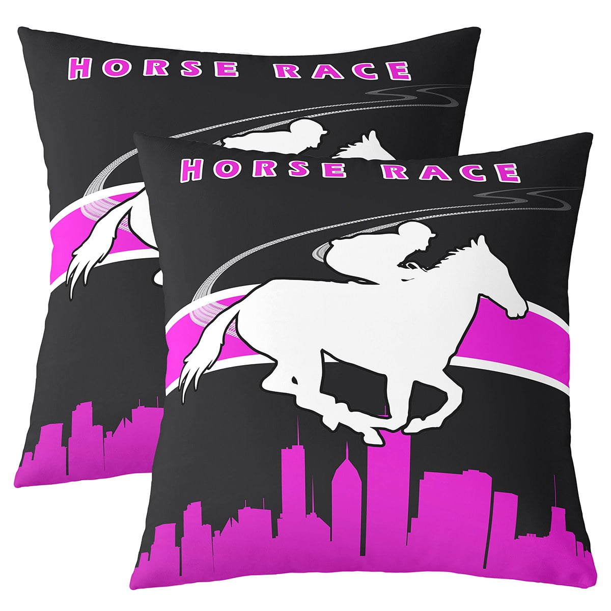 YST Derby Racing Cushion Cases 24x24 Inch Set of 2 Western Cowgirl