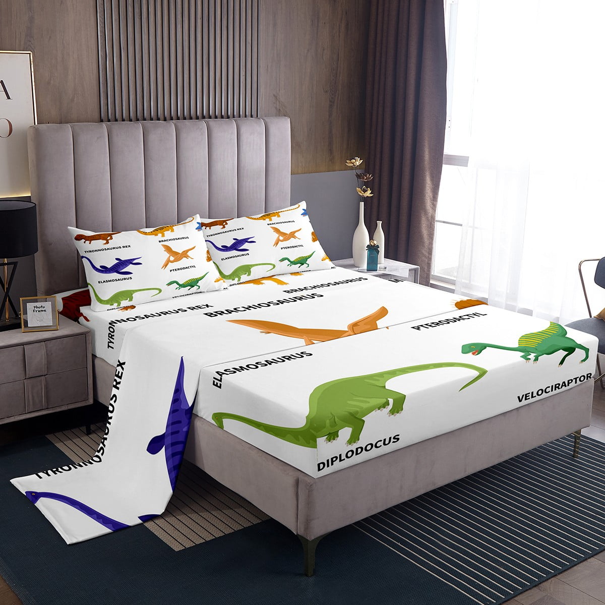 YST Dino Bed Sheets Set for Kids Boys Girls,Toddler Girl Dino Sheet Set ...