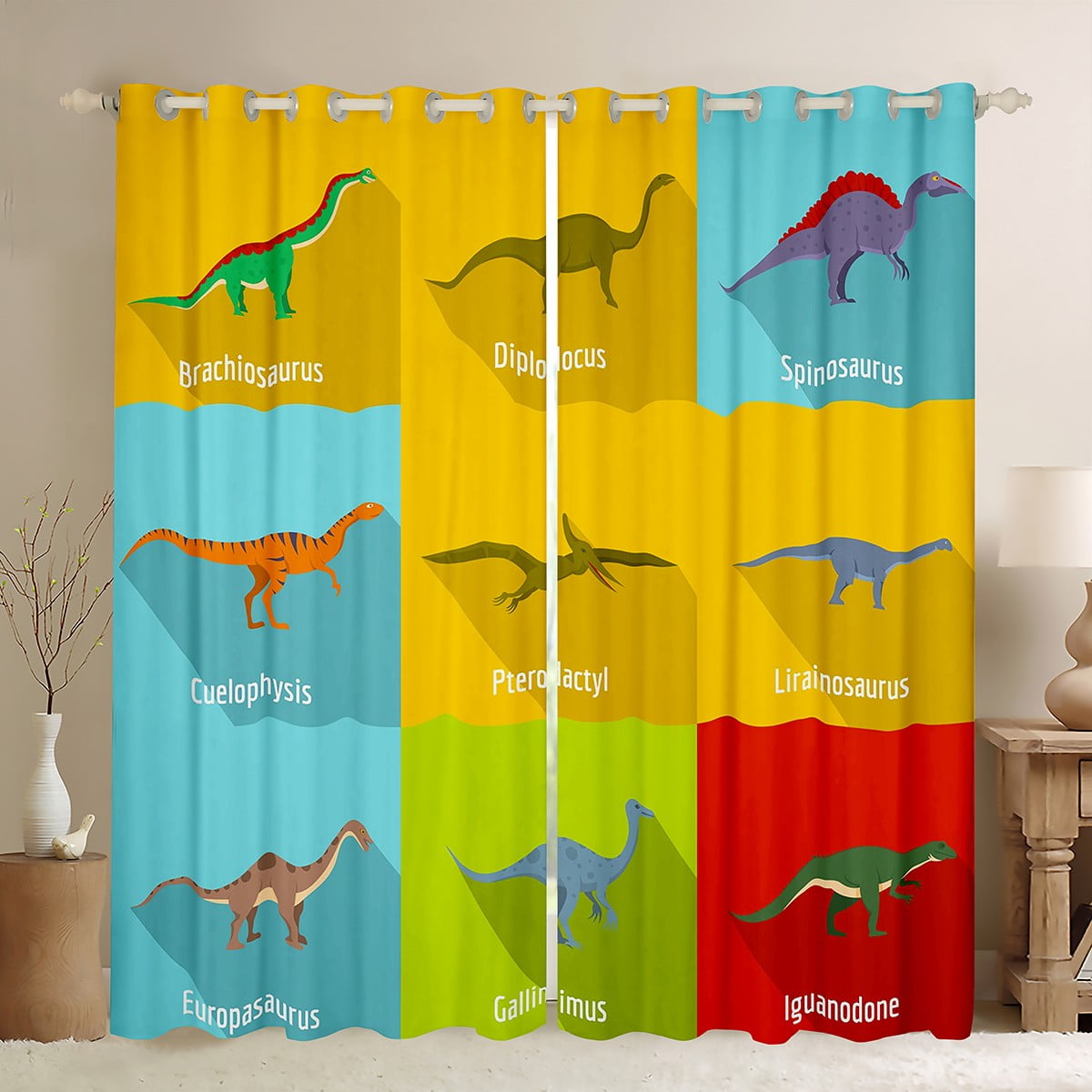 YST Dino Curtains 38x54 inch Girls,Cartoon Dinosaur Blackout Curtains