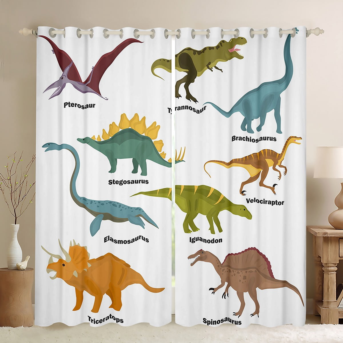 YST Dino Curtains for Kids,Dinosaur Blackout Curtains for Boys 38x45