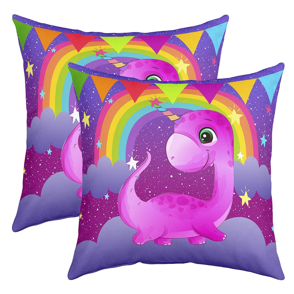 YST Dinosaur Cushion Cases 24x24 inch set of 2 Girls Square Pillow