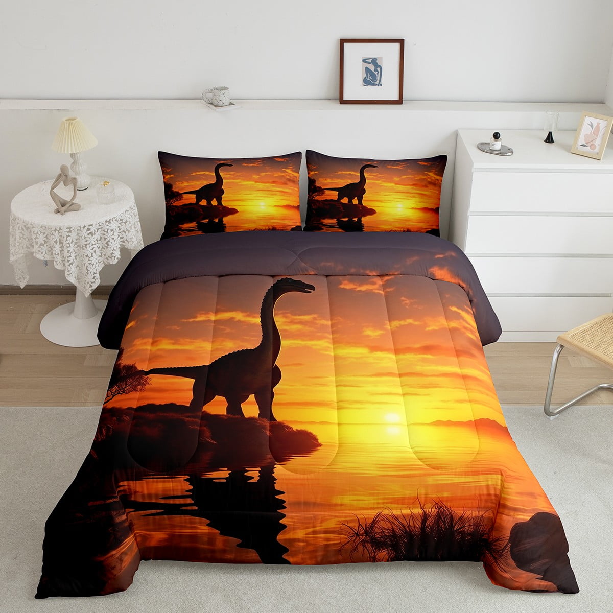 YST Dinosaur Twin Bedding Set for Girls Boys Kids,Jungle Animal