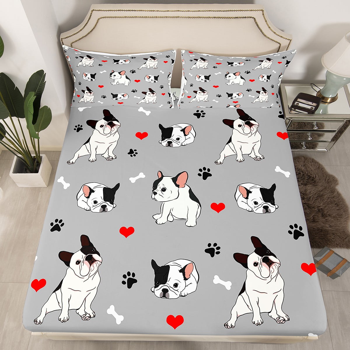 Erosebridal 3D Corgi Dog King Size Sheet Set - 4 Piece Microfiber, 78x80x16 Fitted Sheet, Beach Themed Kids Bedding 5 thumbnail image