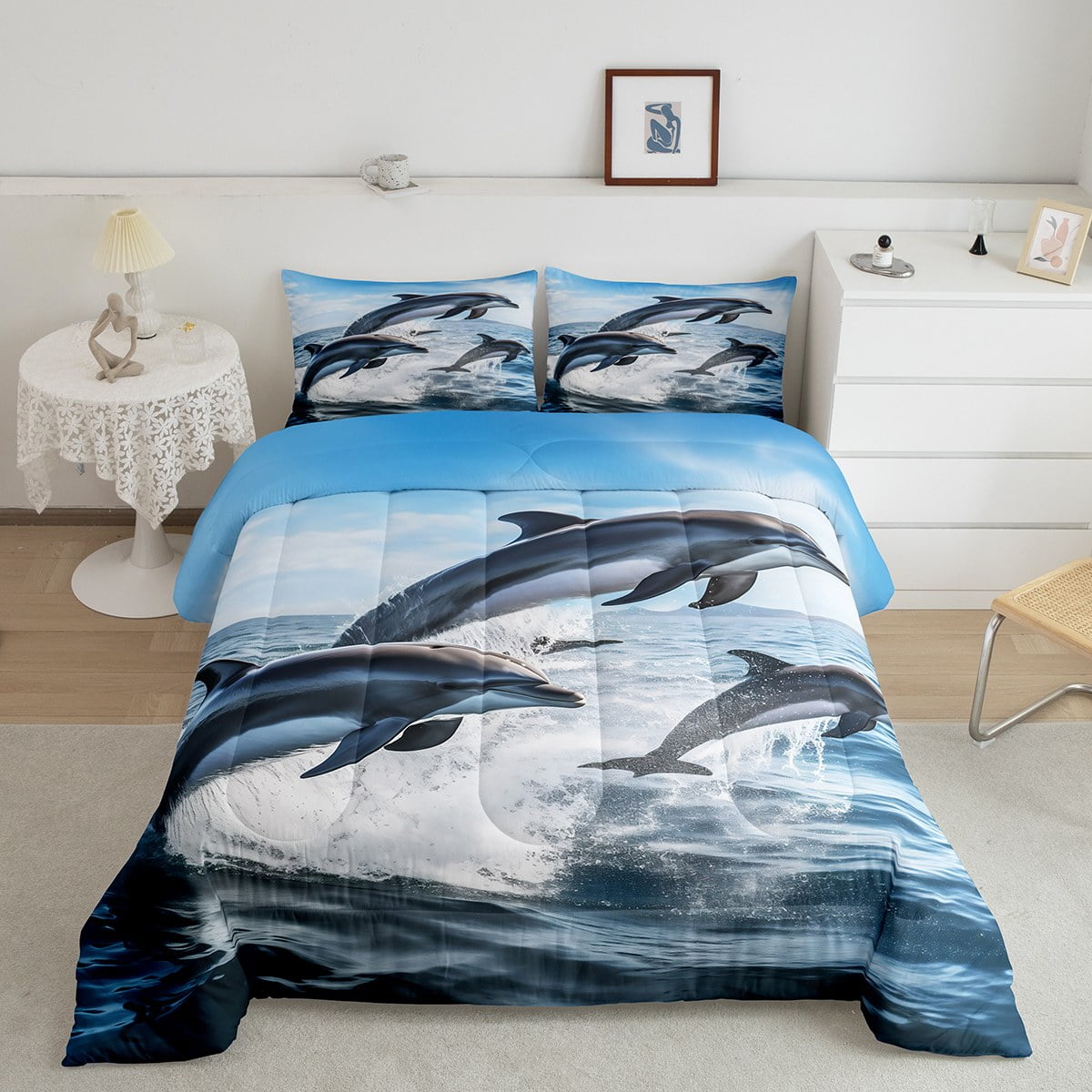YST Dolphin Comforter Set Twin for Kids Girls Boys Adults,Sea Life
