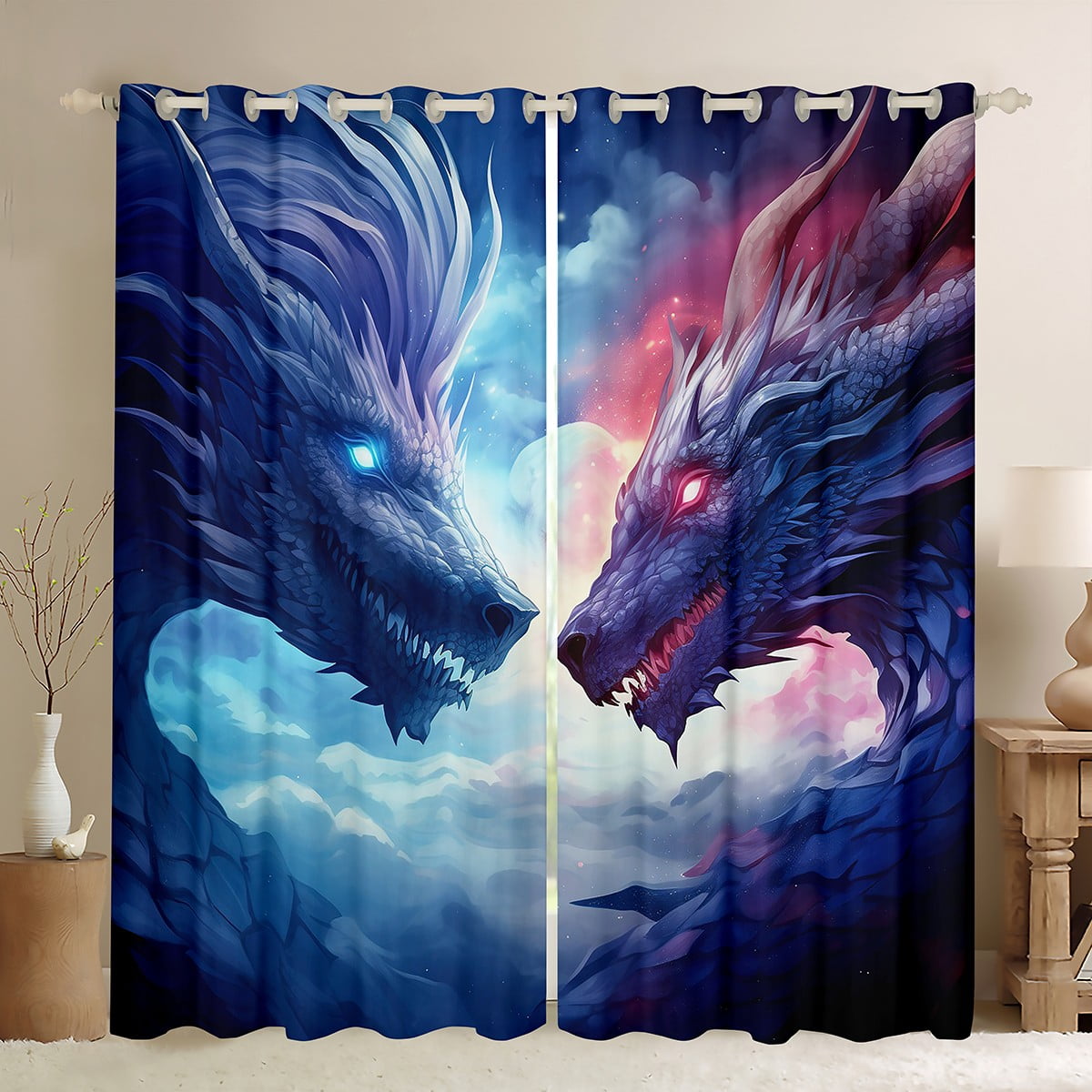 Dragon Curtains & Drapes Ice Fire Dragon 30%-50% Blackout Curtains for ...