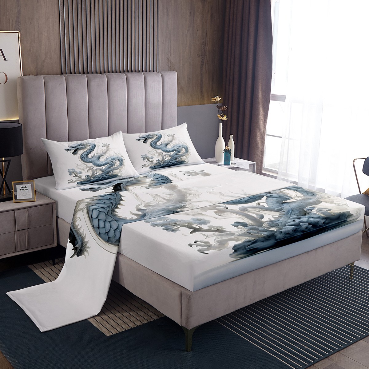 YST Dragon Sheet Set Mysterious Eastern Dragon King Bed Sheets Set Kids ...