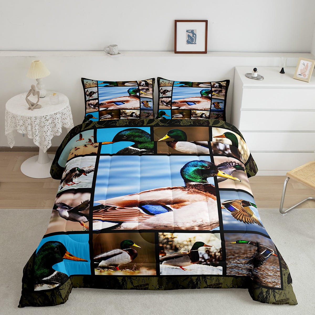 YST Duck Comforter Set for Boys Teens Youth, Mallard Duck Bedding Comforter Sets Twin Size