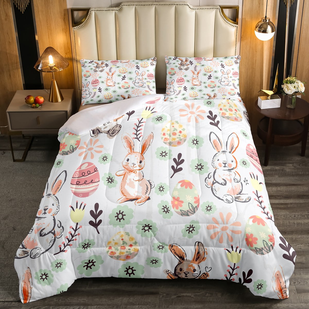 Erosebridal Easter Bunny Comforter Set Queen, Cute Rabbit Bedding Sets ...