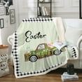 thumbnail image 1 of Easter Truck Throw Blanket ,Cute Easter Bunnies Fleece Blanket,Easter Eggs Sherpa Blanket,Greetings and Presents for Easter Day,Buffalo Grid Fuzzy Blanket 40x50, 1 of 6