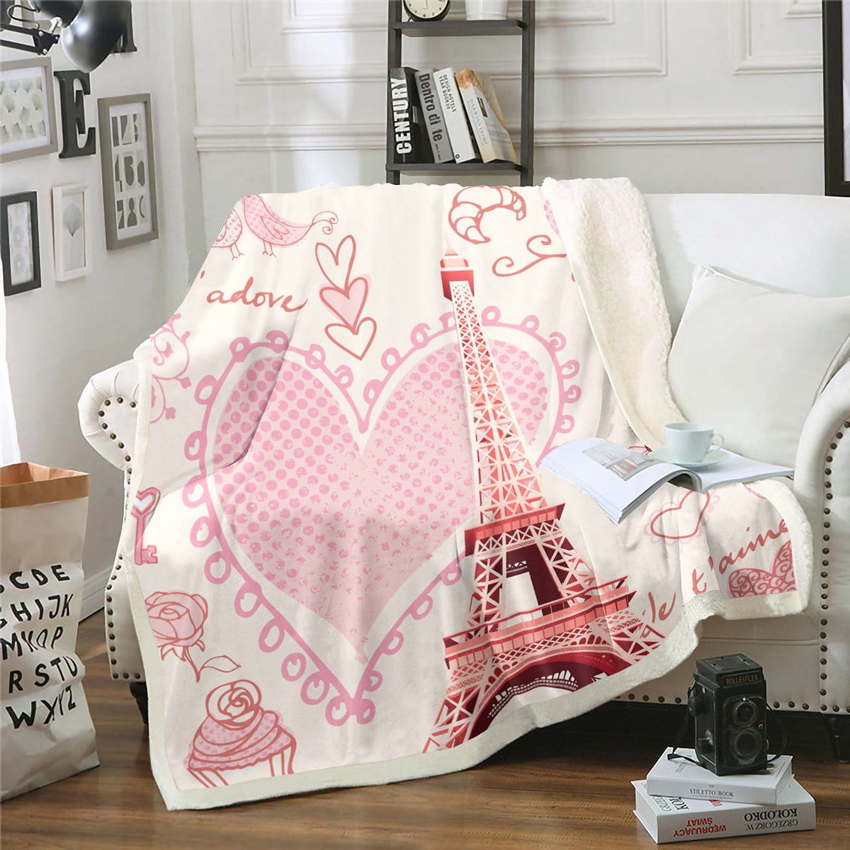 Eiffel Tower Fuzzy Blanket Romantic Paris Theme Fleece Blanket Throw ...