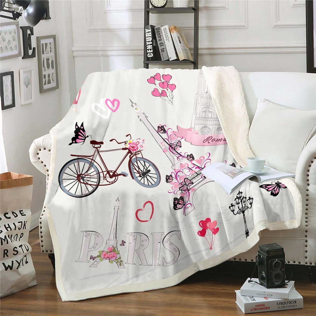 Eiffel Tower Throw Blanket Couple Roamce Theme Blanket , Chic Paris ...