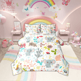 thumbnail image 1 of Elephant Bed In A Bag 7 Piece Full Cute Flower Elephant Comforter Set With Sheets Room,Cartoon Zoo Animal Bedding Set,Jungle Woodland Leaf Wildlife Bed Set, 1 of 5