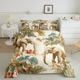 thumbnail image 1 of Elephant Bedding Sets Twin Red Flower Comforter Set, Chic Floral Bedding Comforter Sets Wild Animal Duvet Set Tropical Botanical Plant Quilted Duvet Home Decor, 1 of 5