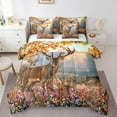 YST Elk Deer 7 Pcs Comforter Set Queen Retro Deers Bed in a Bag with